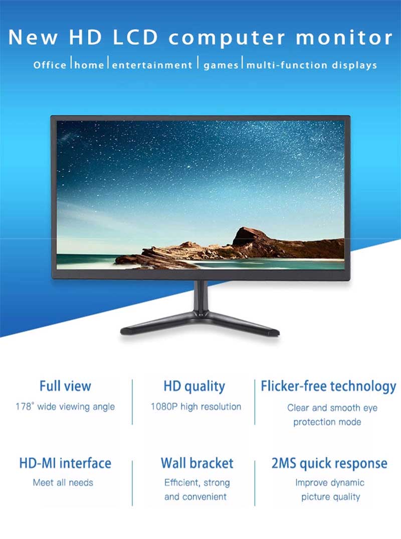 , Frameless 21.5 inch IPS 1920x1080p LED Monitor with HDMI 12V