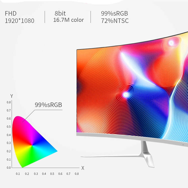 , Full HD 1080p 24 inch Curved LED Monitor 75Hz 2ms 99% sRGB