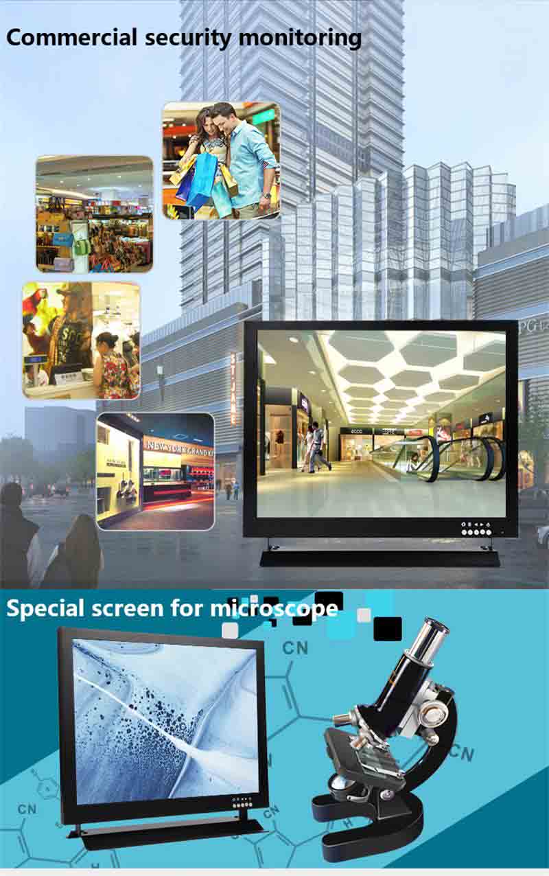 , Square CCTV 24 hours Video 15/17 inch Industrial LCD Monitor