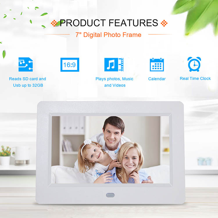 , 7 inch LCD Display Digital Photo Frame Media MP3 MP4 Video Music