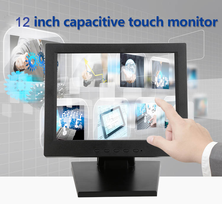 , 12 inch POS TFT-LCD Touchscreen Monitor VGA HDMI for Retail Restaurant