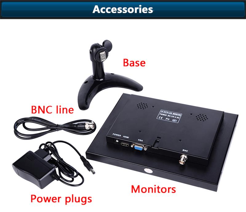 , 24H Работает 10 дюймовый монитор видеонаблюдения с BNC для промышленности
