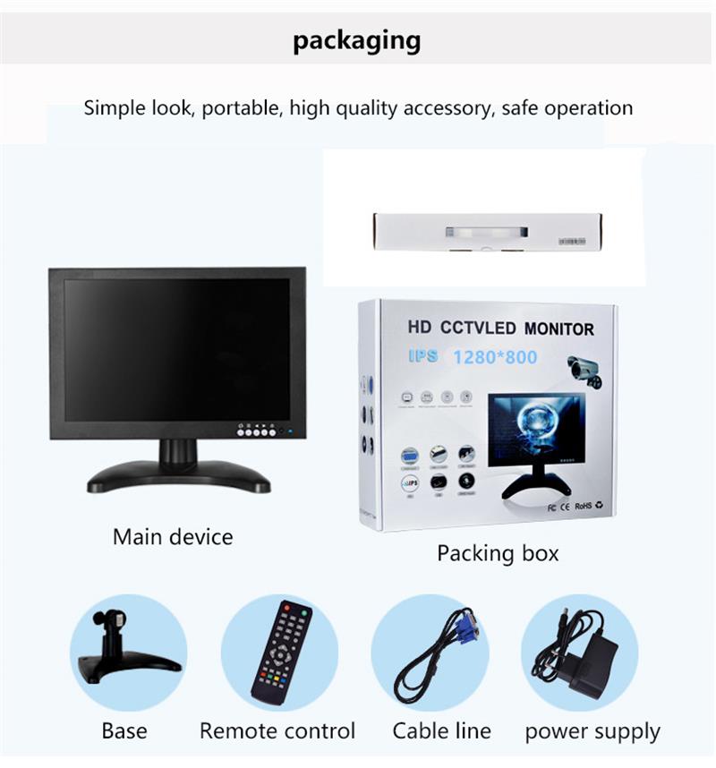 , Factory 1280*800 10.1 inch IPS CCTV Monitors with BNC