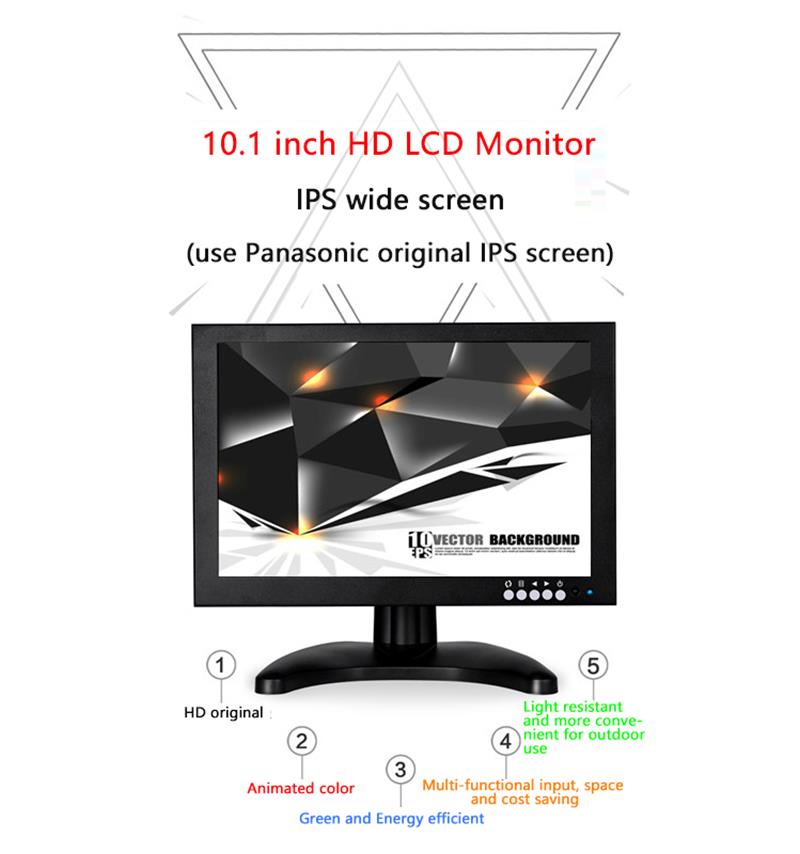, Factory 1280*800 10.1 inch IPS CCTV Monitors with BNC