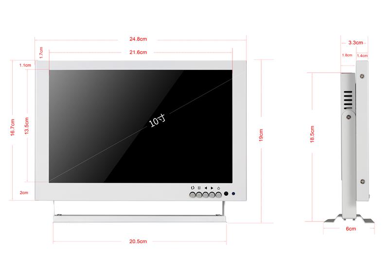 , Промышленное 10 дюйм 1280*800 IPS TFT монитор видеонаблюдения BNC