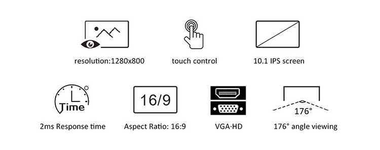 , Настольный VESA 10.1 дюймовый емкостный сенсорный дисплей IPS POS