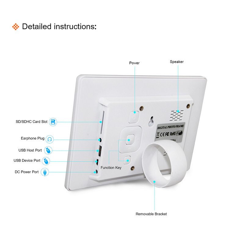 , 7 inch LCD Display Digital Photo Frame Media MP3 MP4 Video Music