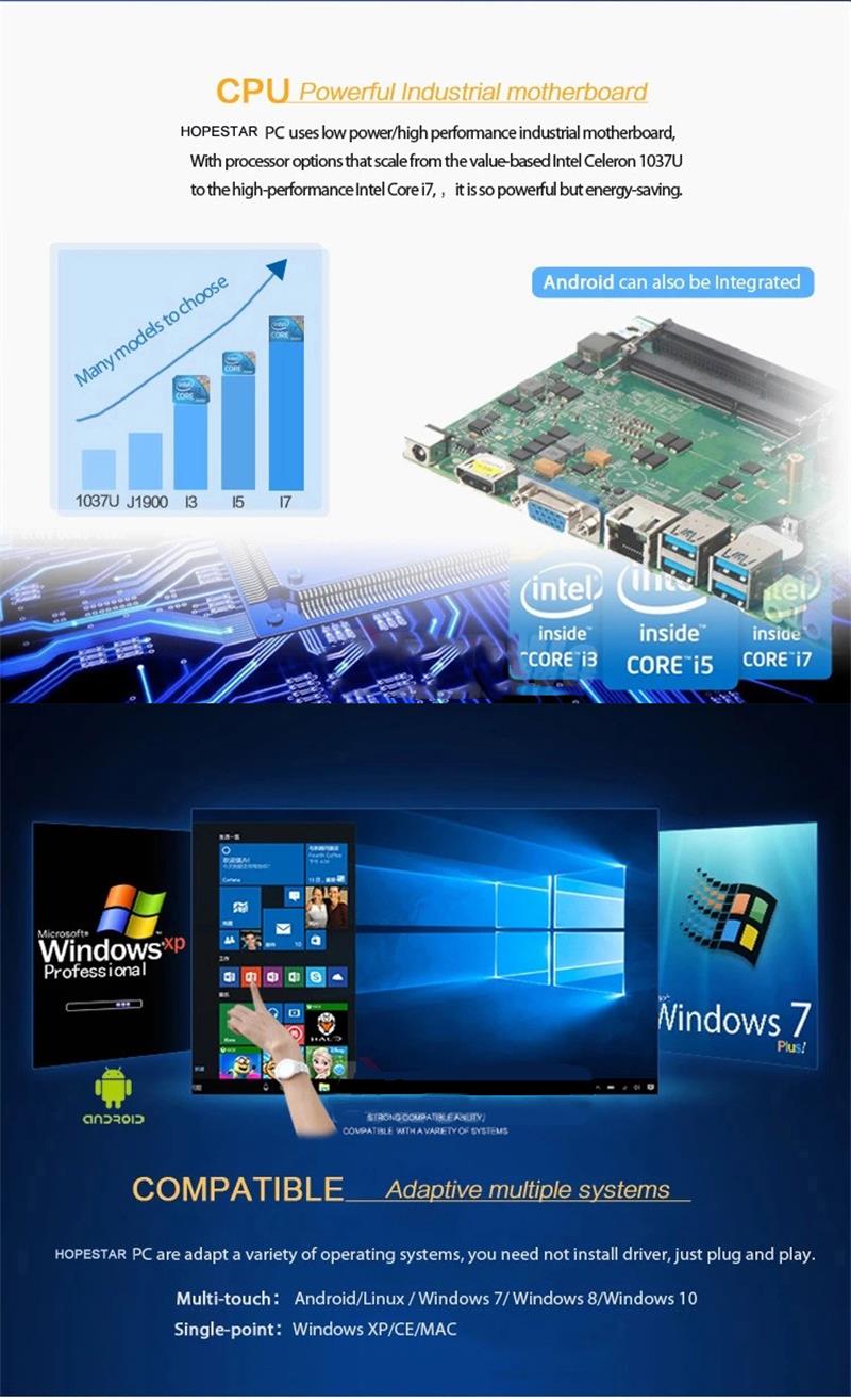 , FHD 15.6 дюймовый процессор Intel Core i3 i5 i7 все в одном ПК
