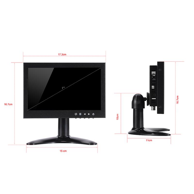 , Metal Case 7*24H Working 7 inch BNC LCD CCTV Monitor