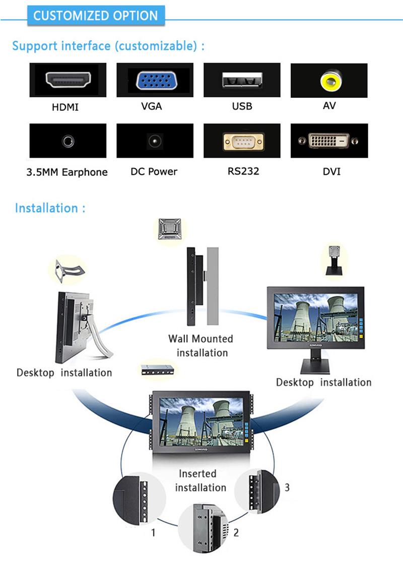 , Industrial Outdoor 1000 nits Open Frame Touch Screen Monitor 10.4 / 12 / 15 inch