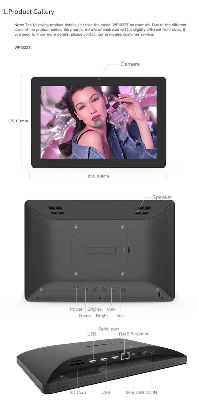 , 10.1 tableta de pantalla táctil capacitiva IPS POE de montaje en pared de pulgadas Android
