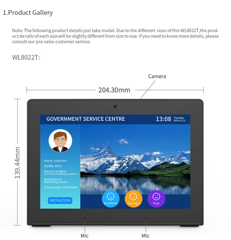 , Desktop L shape Tablet 8&#8243; 10.1&#8243; Android Display for POS Restaurant Customer Feedback