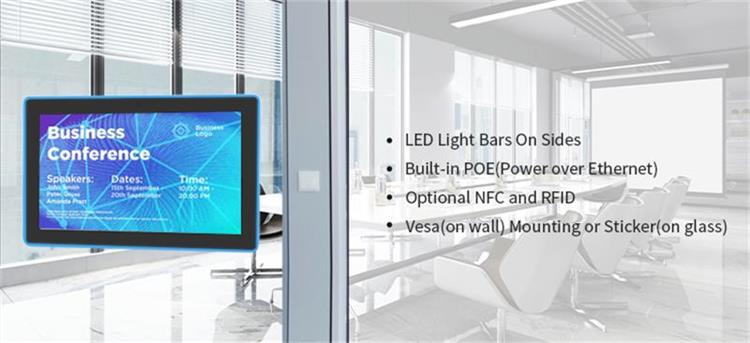 , شاشة تثبيت على الحائط، ضوء POE LED 10.1 بوصة NFC غرفة الاجتماعات الروبوت اللوحي