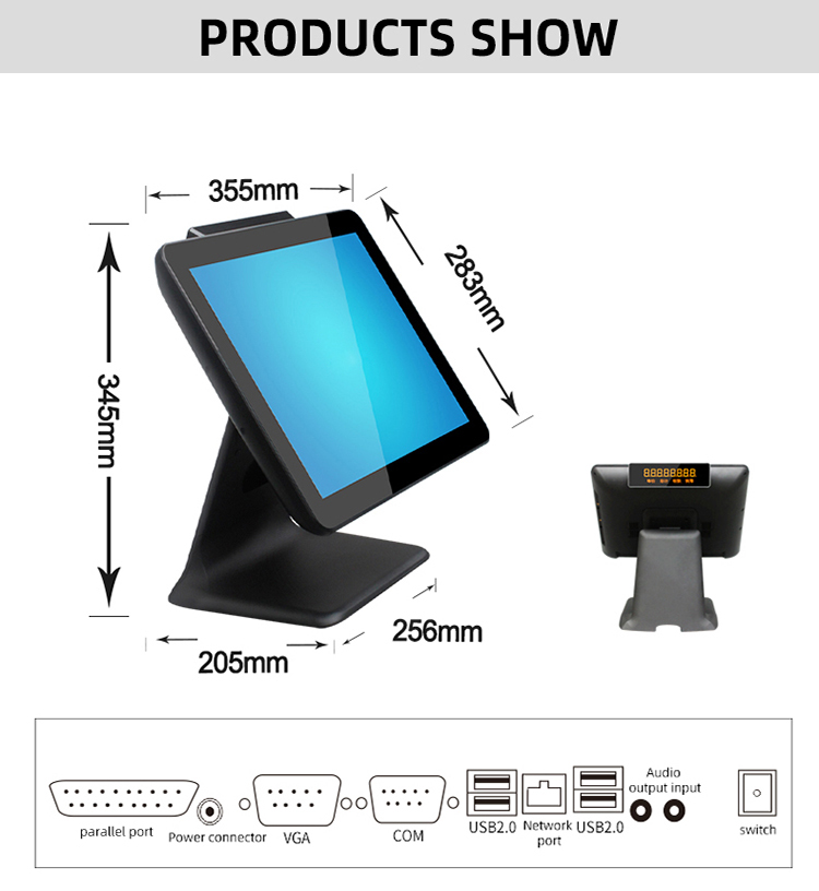 , Single Screen 15&#8243; Touch Screen All In One PC POS System Terminal Machine Windows 10