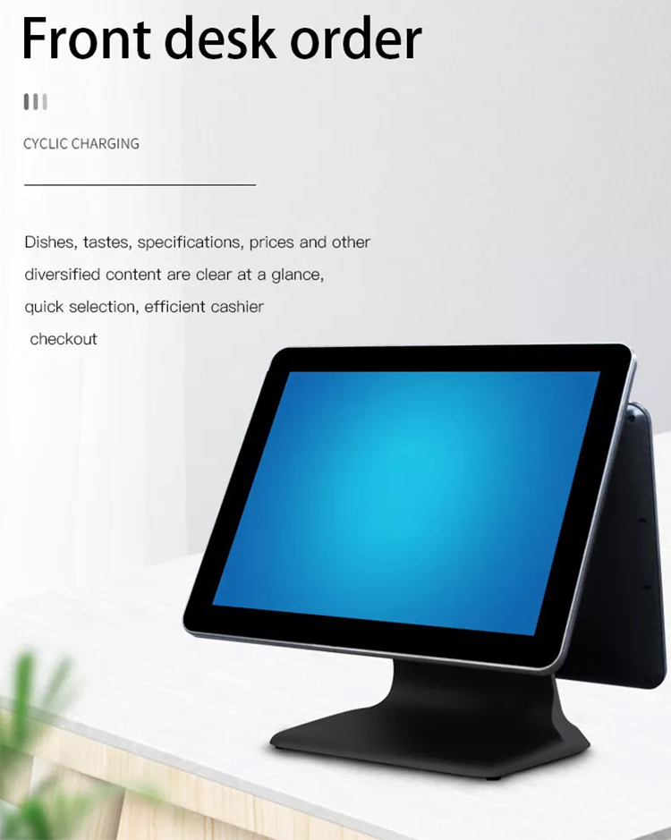, Dual Screen All In One PC 15 inch Touch Screen POS Terminal Machine Windows 10