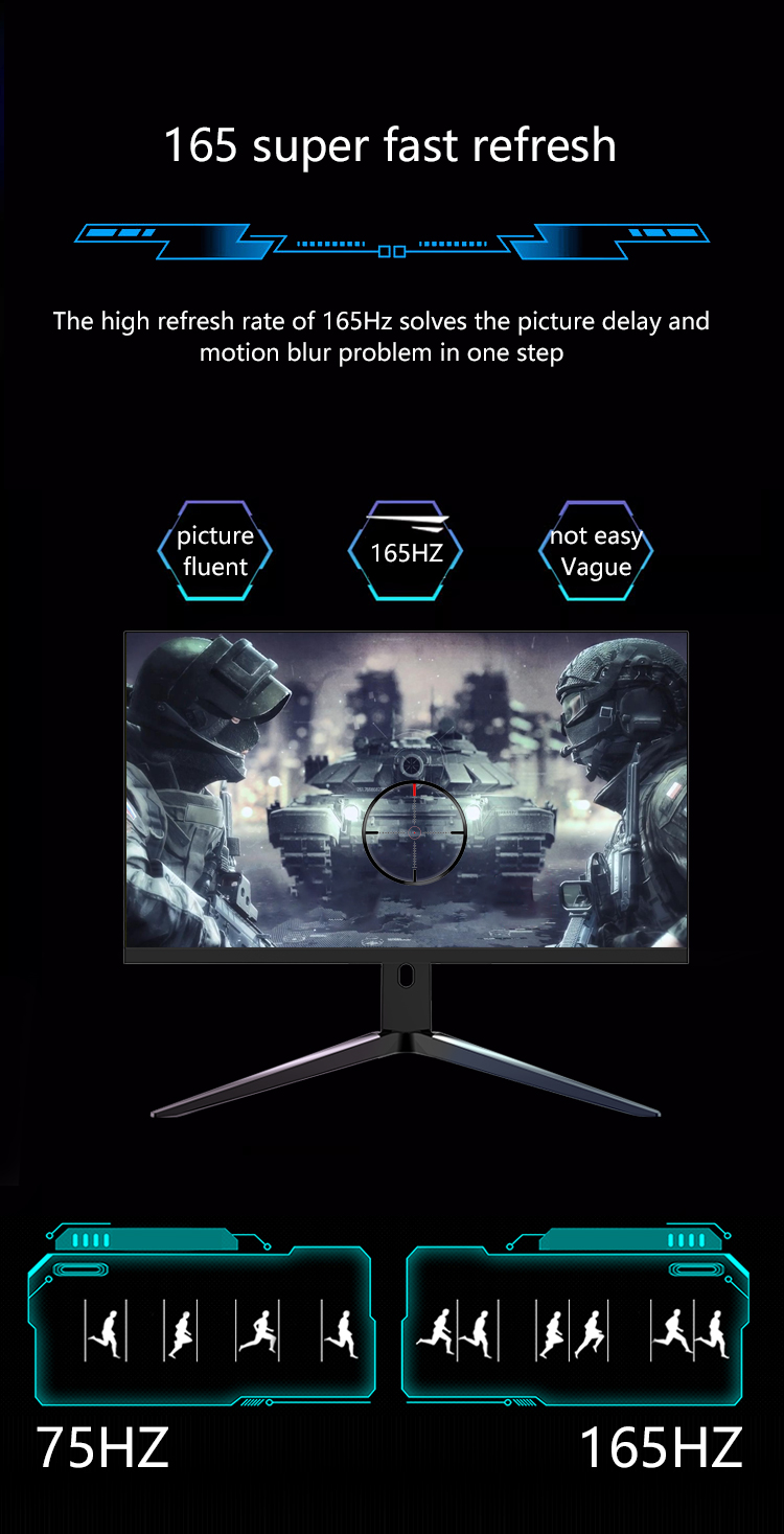, 27 Inch IPS 2K 165Hz gaming monitor with adjustable stand RGB light bar