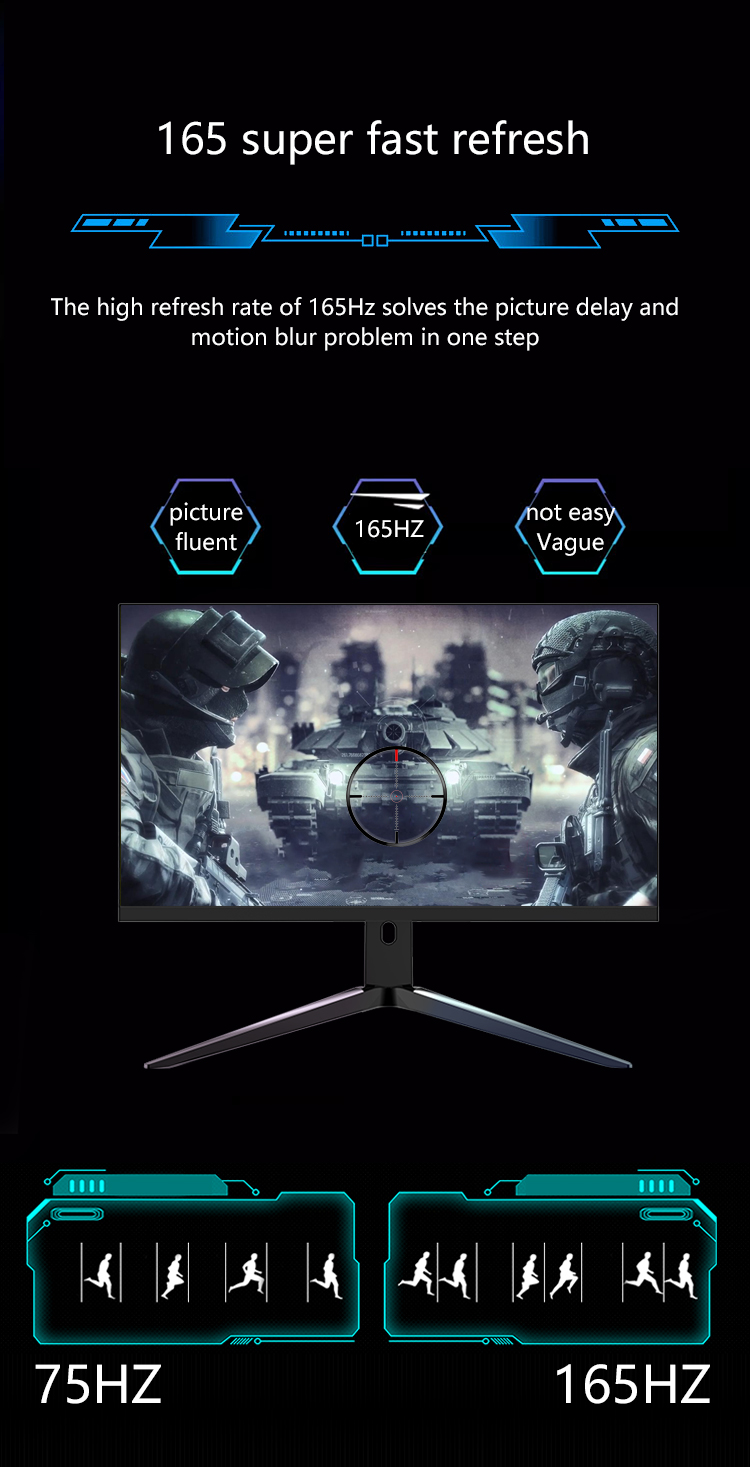 , 27 Monitor para juegos IPS 2K 165Hz de pulgada con barra de luz RGB con soporte ajustable