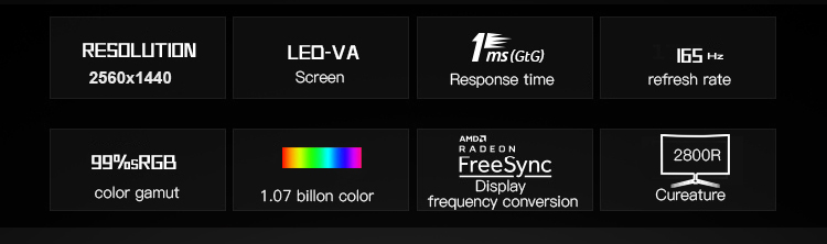 , 27 Inch Gaming Monitor Curved Screen 2k Computer Monitor Lcd Display