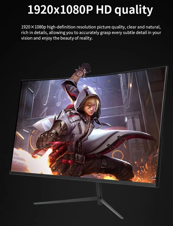 , 24 Дюймовый монитор с изогнутым экраном Full High-definition 144hz Led Gaming Monitor