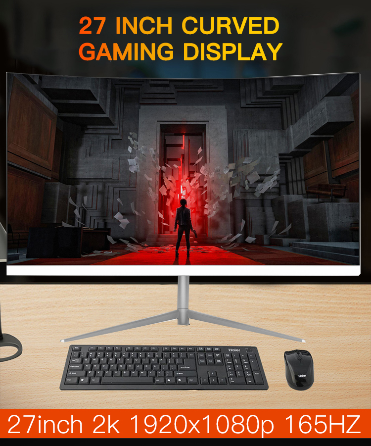 , 27 Inch Desktop Lcd Gaming Computer Monitor Curved Screen Oem FHD Display
