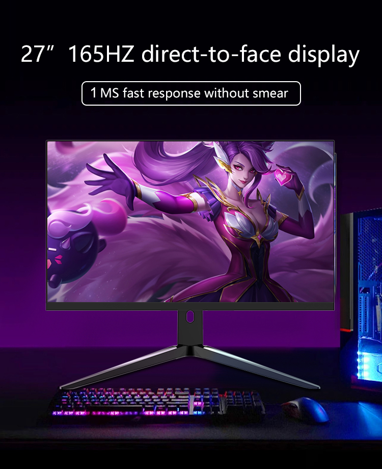 , 27 Monitor para juegos IPS 2K 165Hz de pulgada con barra de luz RGB con soporte ajustable