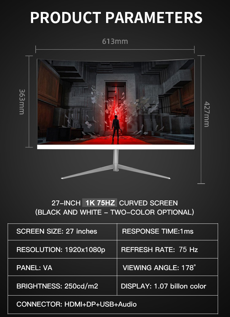 , 27inch 1920&#215;1080 Affordable Curved Led Computer Monitor Pc Monitor