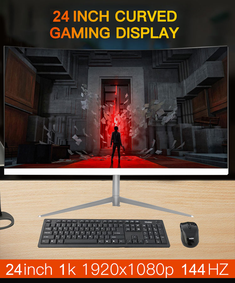 , 24 Inch Curved Screen Monitor Full High-definition 144hz Led Gaming Monitor