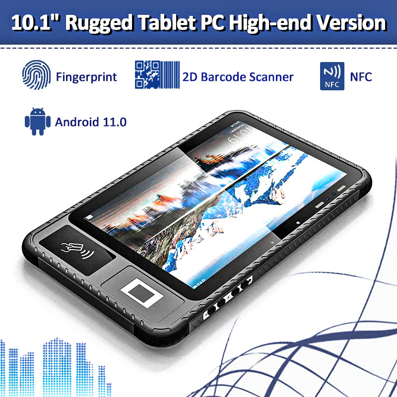 , Фабрика 10.1 дюймовый прочный планшетный ПК Android с отпечатком пальца NFC RFID