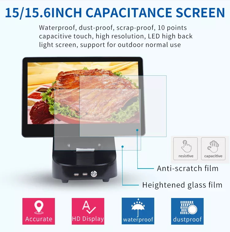 , New Design 15.6 inch POS System Windows Billing Machines AIO PC For Restaurant