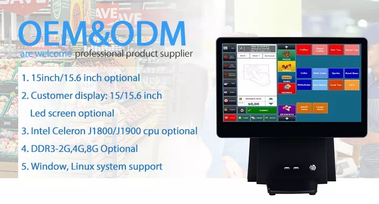 , 15.6 Inch J1900 Pos System All In One Pc Touch Screen Computer FHD