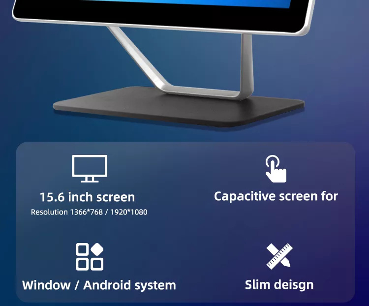 , 15.6 Pulgadas de alta calidad Pos Machine All In One PC Sistema de Windows para restaurante