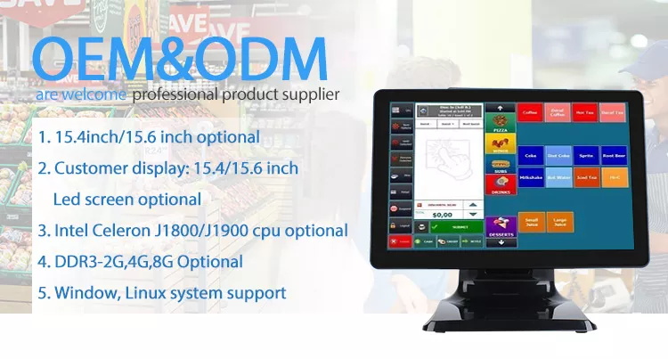 , 15.6 inch All In One Pos Systems Cash Register Terminal Touch Pos Machine