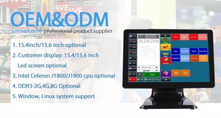 , 15.6 дюймовый все в одной системе Pos Кассовый терминал Touch Pos Machine