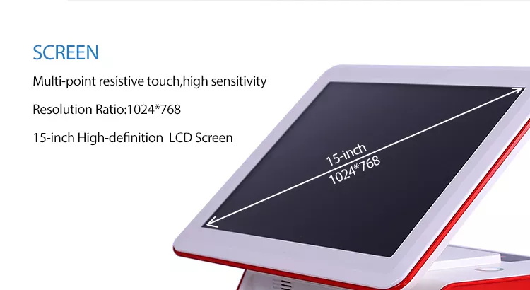 , 15 Pulgadas Pos System Hardware todo en una pantalla táctil de PC para restaurante