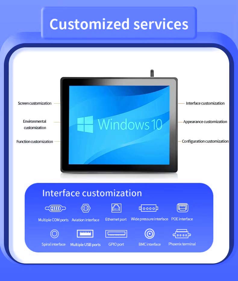 , Industrial Embedded Fanless Touch Monitor 7 Inch IP65 Waterproof Touch Screen